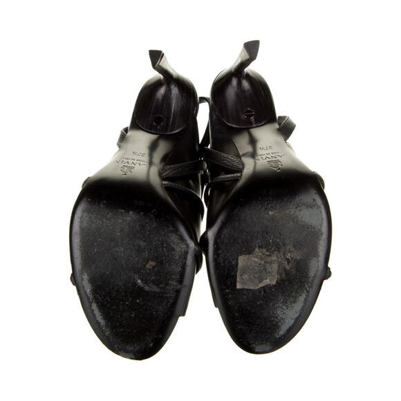LANVIN Strappy Caged Leather Heels - 37.5/6.5 - Black - Picture 5 of 5